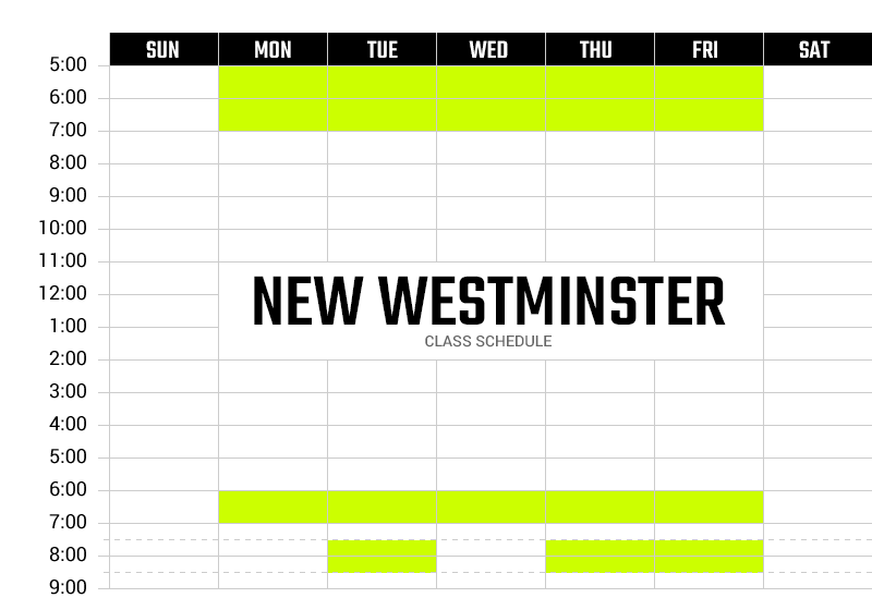 Survivor Bootcamp New Westminster Weekly Schedule