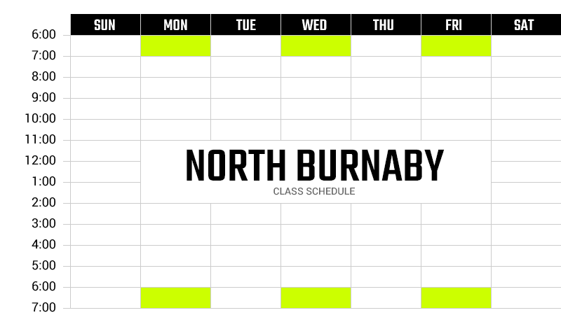 Survivor Bootcamp North Burnaby Weekly Schedule